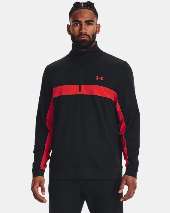 Under Armour Storm Midlayer 1/2 Zip Golf Pullover - Black/Radio Red Under Armour Storm Midlayer 1/2 Zip Golf Pullover - Black/Radio Red